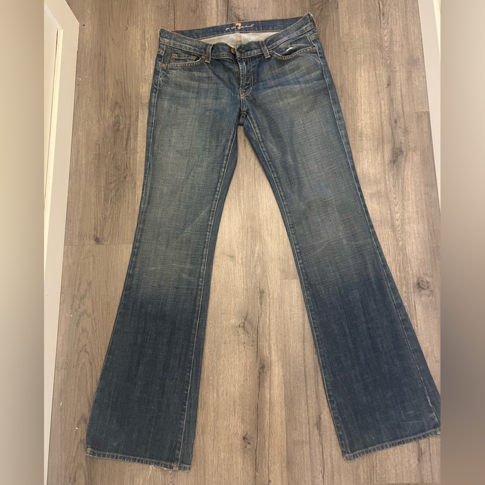 7 For All Mankind Blue Straight Leg Jeans